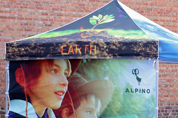 Example of a full colour printing on a Canopy folding tent