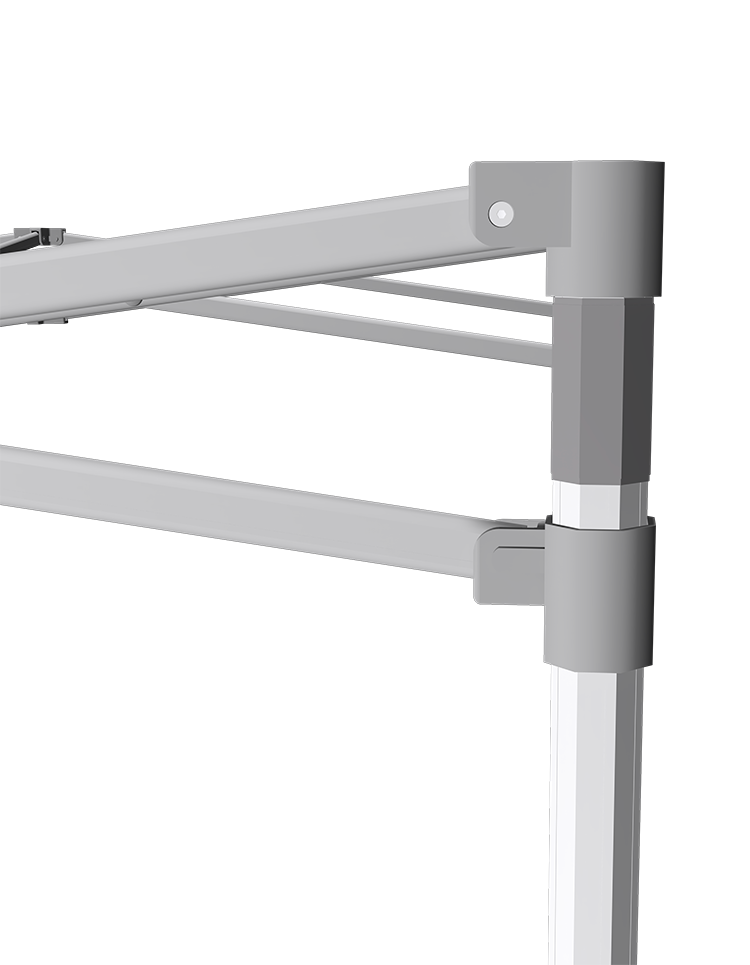 Render of the sturdy connectors of the Canopy folding tents